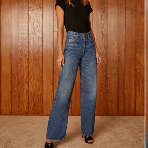 Denim Forum Denim - Denim Forum Maya Mid Rise Wide Leg Jeans Size 31 EUC